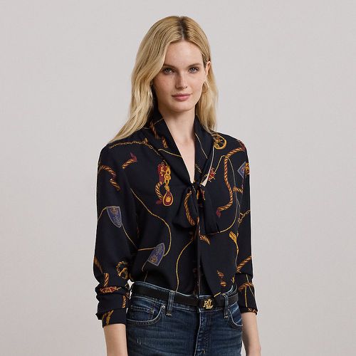 Belting-Print Georgette Tie-Neck Blouse - Lauren - Modalova