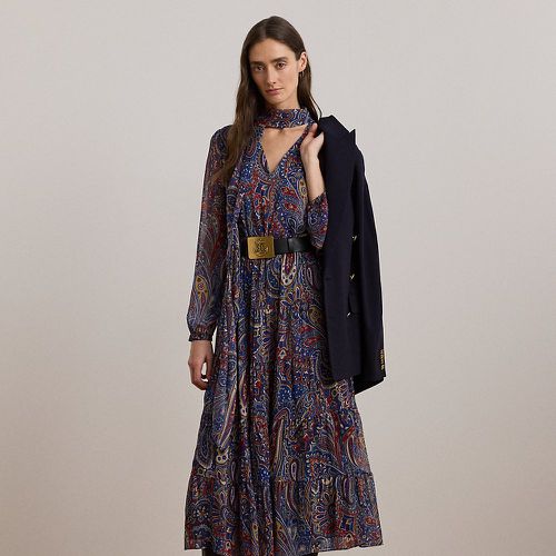 Paisley Chiffon Tiered Tie-Neck Dress - Lauren - Modalova