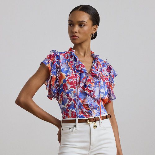 Floral Ruffle-Trim Georgette Blouse - Lauren - Modalova