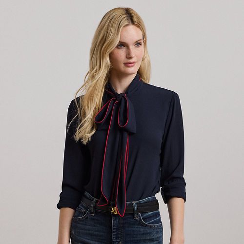 Two-Tone Georgette Tie-Neck Blouse - Lauren - Modalova