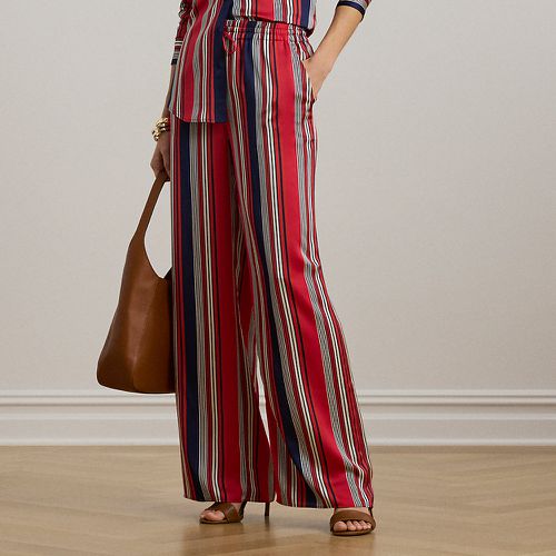 Striped Satin Charmeuse Wide-Leg Trouser - Lauren - Modalova