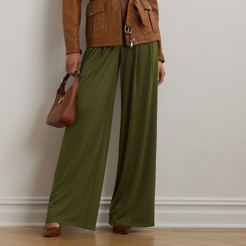 Pleated Stretch Jersey Wide-Leg Trouser - Lauren - Modalova