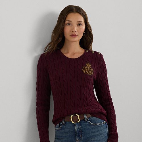 Button-Trim Cable-Knit Cotton Jumper - Lauren - Modalova