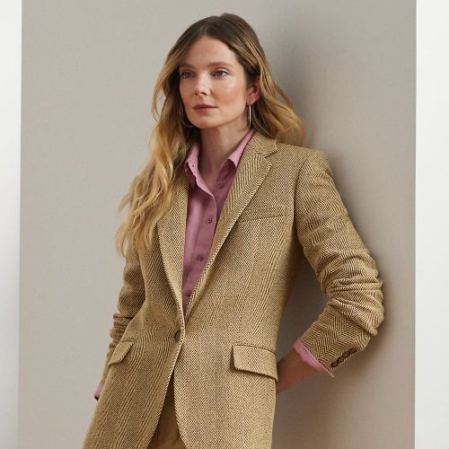Cotton-Blend Herringbone Blazer - Lauren - Modalova