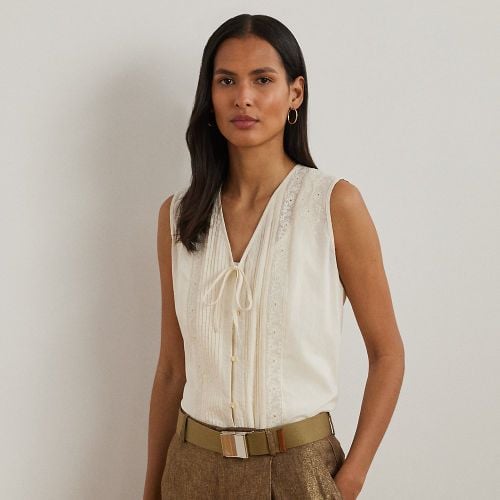 Embroidered Voile Sleeveless Blouse - Lauren - Modalova