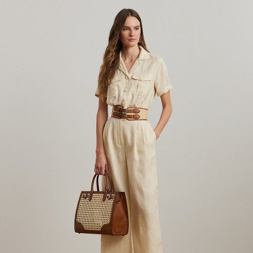 Embroidered Linen Short-Sleeve Jumpsuit - Lauren - Modalova