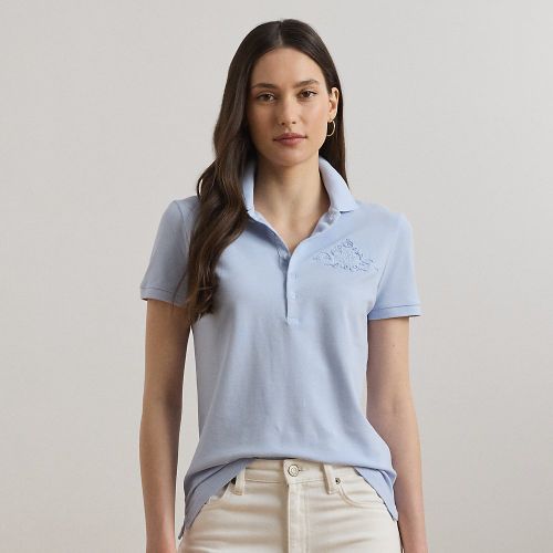 Floral-Logo Cotton Piqué Polo Shirt - Lauren - Modalova