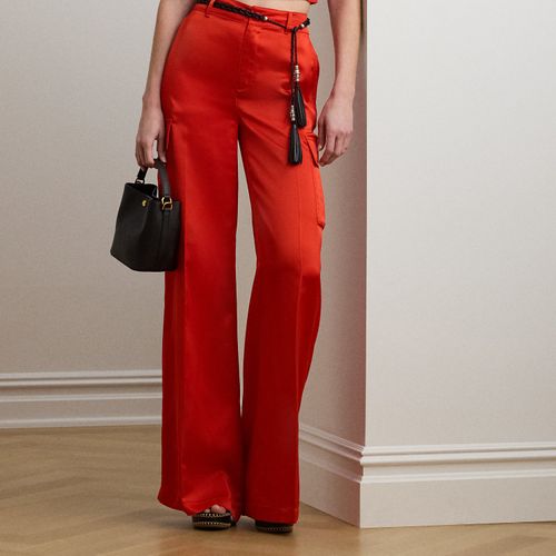 Satin Charmeuse Wide-Leg Cargo Trouser - Lauren - Modalova