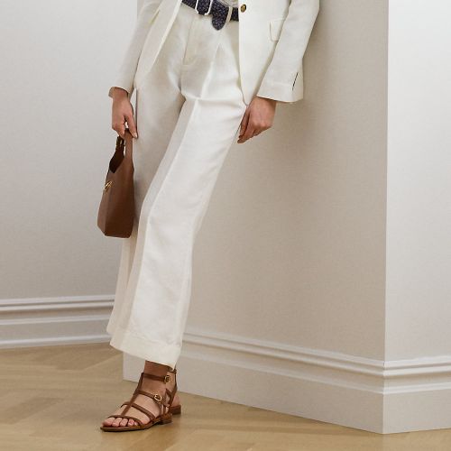 Pleated Linen-Blend Twill Trouser - Lauren - Modalova