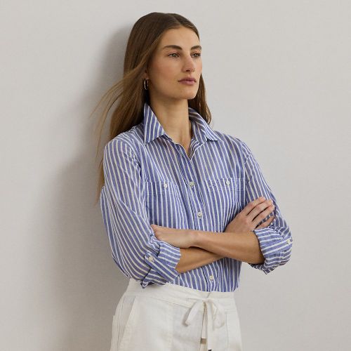 Relaxed Fit Voile Roll-Tab-Sleeve Shirt - Lauren - Modalova