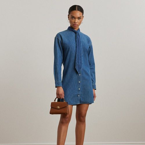 Denim Tie-Neck Shirtdress - Lauren - Modalova