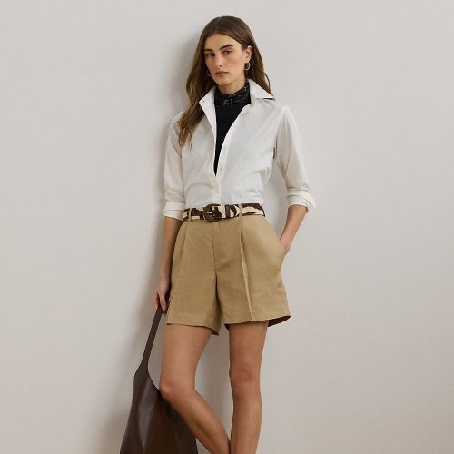 Pleated Linen-Blend Twill Short - Lauren - Modalova