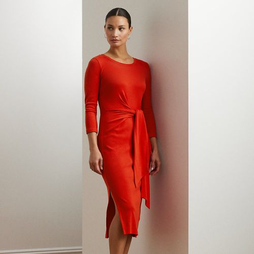 Tie-Front Cotton-Blend Crewneck Dress - Lauren - Modalova