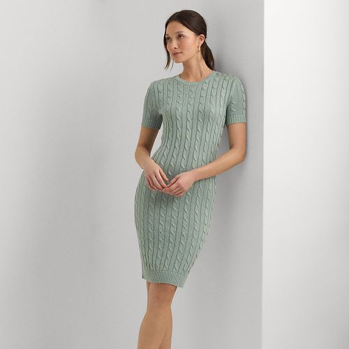Petite - Cable-Knit Short-Sleeve Jumper Dress - Lauren Petite - Modalova