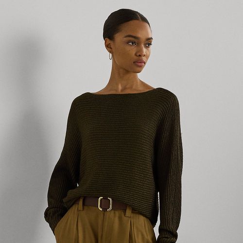 Petite - Metallic Rib-Knit Boatneck Jumper - Lauren Petite - Modalova