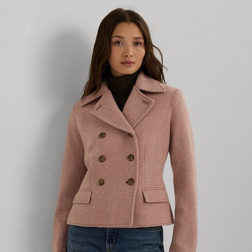 Petite - Double-Breasted Herringbone Coat - Lauren Petite - Modalova