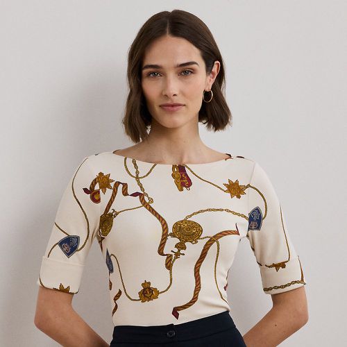 Petite - Print Stretch Cotton Boatneck T-Shirt - Lauren Petite - Modalova