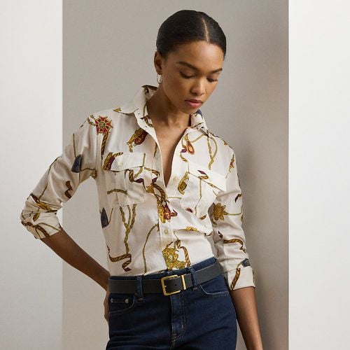 Petite - Classic Fit Print Cotton Voile Shirt - Lauren Petite - Modalova