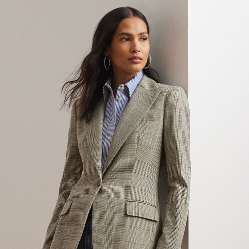 Petite - Glen Plaid Cotton-Blend Twill Blazer - Lauren Petite - Modalova