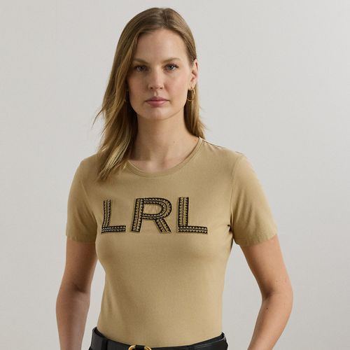 Petite - T-shirt jersey de coton avec logo perlé - Lauren Petite - Modalova