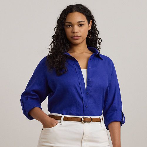 Curve - Relaxed Fit Linen Roll Tab-Sleeve Shirt - Lauren Curve - Modalova