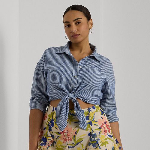 Curve - Relaxed Fit Pinstripe Linen Shirt - Lauren Curve - Modalova