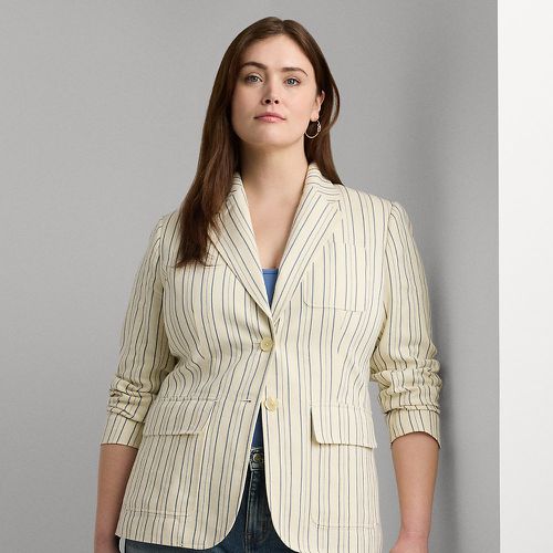 Curve - Striped Cotton-Blend Blazer - Lauren Curve - Modalova