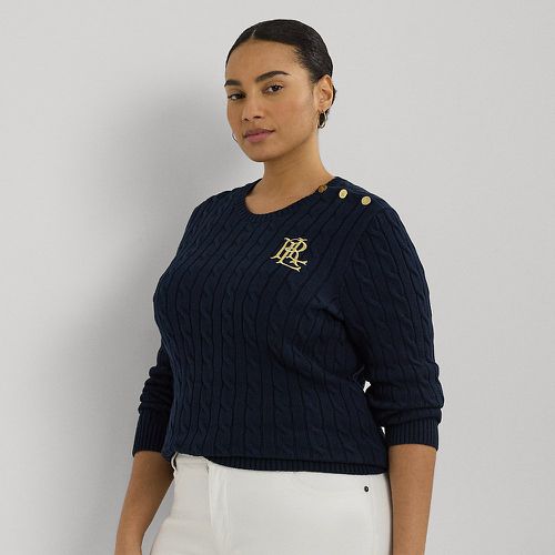 Curve - Button-Trim Cable-Knit Cotton Jumper - Lauren Curve - Modalova