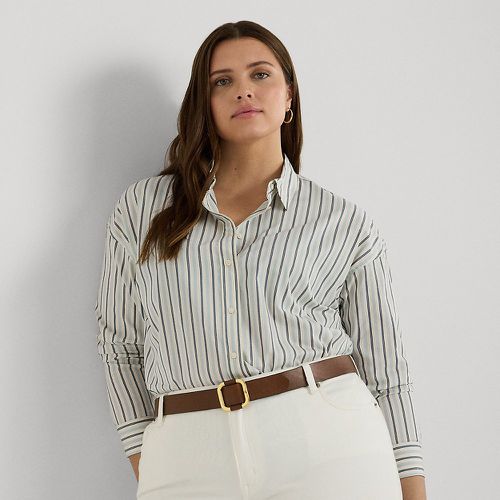 Curve - Striped Cotton Broadcloth Shirt - Lauren Curve - Modalova