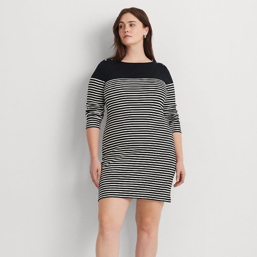 Curve - Striped Cotton Boatneck Dress - Lauren Curve - Modalova