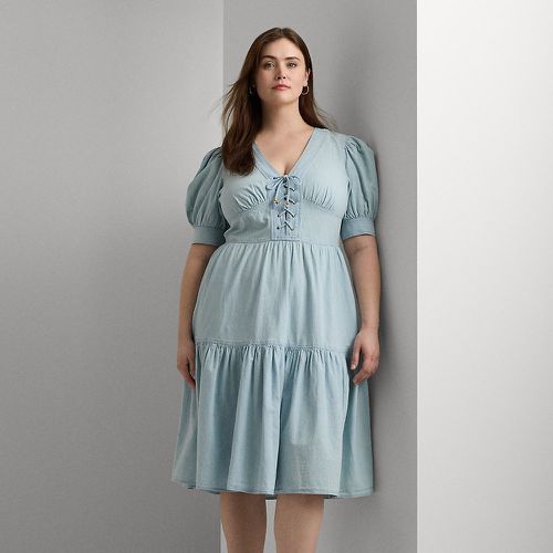 Curve - Chambray Puff-Sleeve Dress - Lauren Curve - Modalova