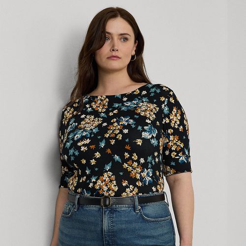 Curve - Floral Stretch Cotton Boatneck T-shirt - Lauren Curve - Modalova