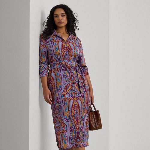 Curve - Paisley Belted Crepe Shirtdress - Lauren Curve - Modalova