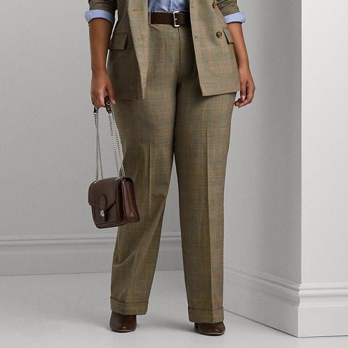 Curve - Glen Check Pleated Stretch Wool Trouser - Lauren Curve - Modalova