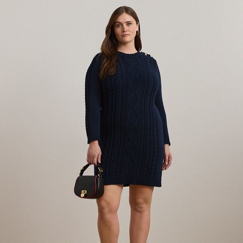 Curve - Button-Trim Aran-Knit Jumper Dress - Lauren Curve - Modalova