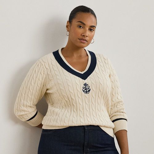 Curve - Cable-Knit Cotton Cricket Jumper - Lauren Curve - Modalova