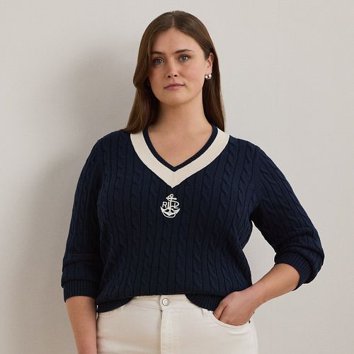 Curve - Cable-Knit Cotton Cricket Jumper - Lauren Curve - Modalova