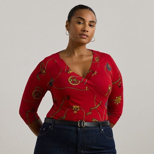 Curve - Belting-Print Jersey Surplice Top - Lauren Curve - Modalova