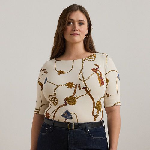 Curve - Print Stretch Cotton Boatneck T-Shirt - Lauren Curve - Modalova