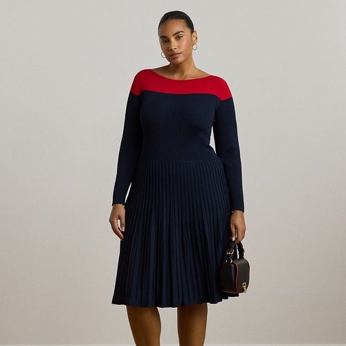 Curve - Two-Tone Pointelle-Knit Dress - Lauren Curve - Modalova