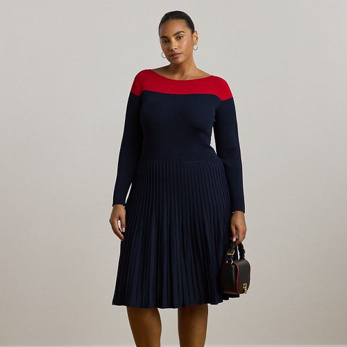 Curve - Two-Tone Pointelle-Knit Dress - Lauren Curve - Modalova