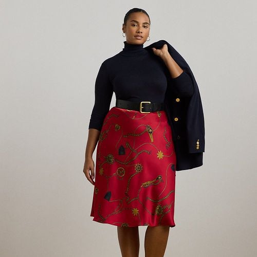 Curve - Belting-Print Satin Charmeuse Midi Skirt - Lauren Curve - Modalova