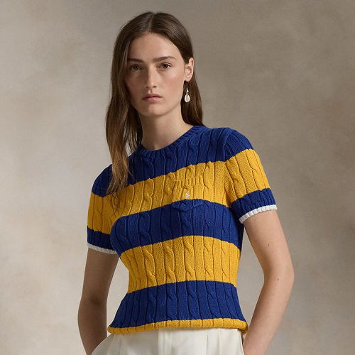 Striped Cable-Knit Cotton Jumper - Polo Ralph Lauren - Modalova