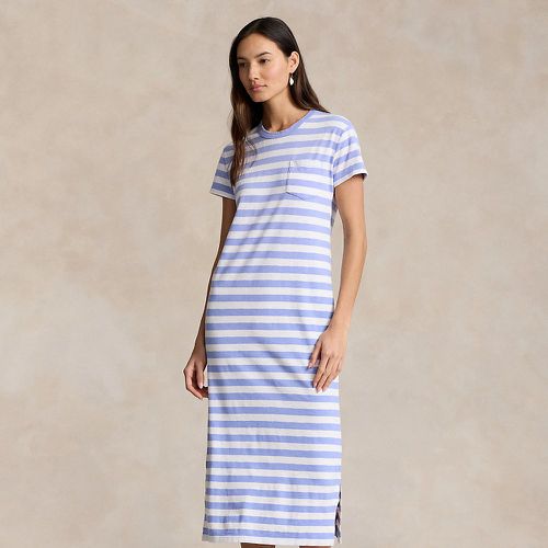 Striped Cotton Crewneck Pocket Tee Dress - Polo Ralph Lauren - Modalova