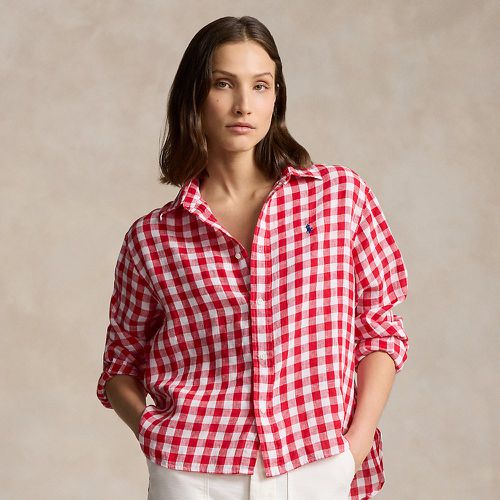 Wide Cropped Gingham Linen Shirt - Polo Ralph Lauren - Modalova