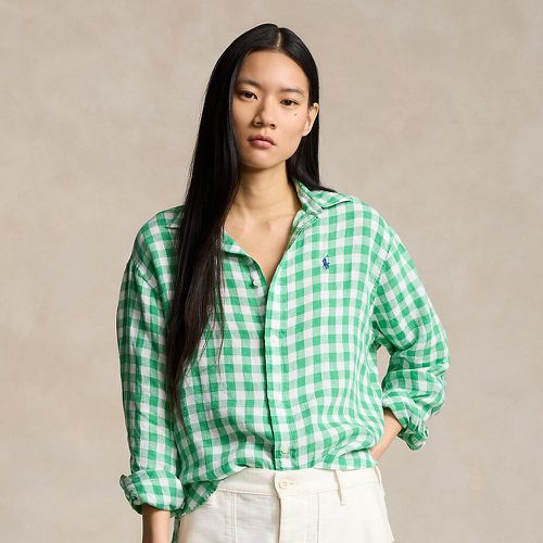 Wide Cropped Gingham Linen Shirt - Polo Ralph Lauren - Modalova