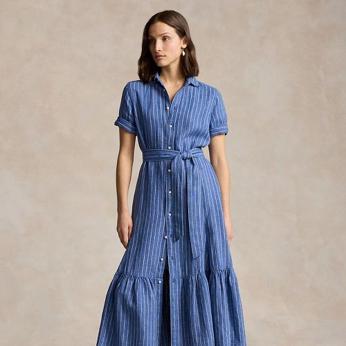 Striped Linen Tiered Shirtdress - Polo Ralph Lauren - Modalova