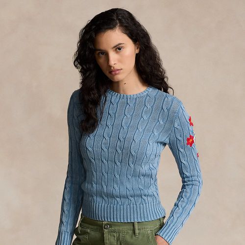 Embroidered Cable-Knit Cotton Jumper - Polo Ralph Lauren - Modalova