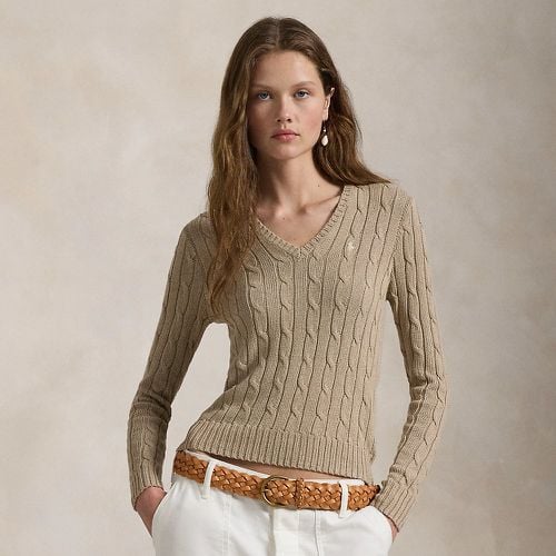 Cable-Knit Cotton V-Neck Jumper - Polo Ralph Lauren - Modalova