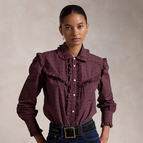 Ruffle-Trim Plaid Cotton Shirt - Polo Ralph Lauren - Modalova